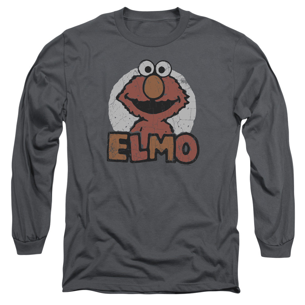 Sesame Street Elmo Name Mens Long Sleeve Shirt Charcoal