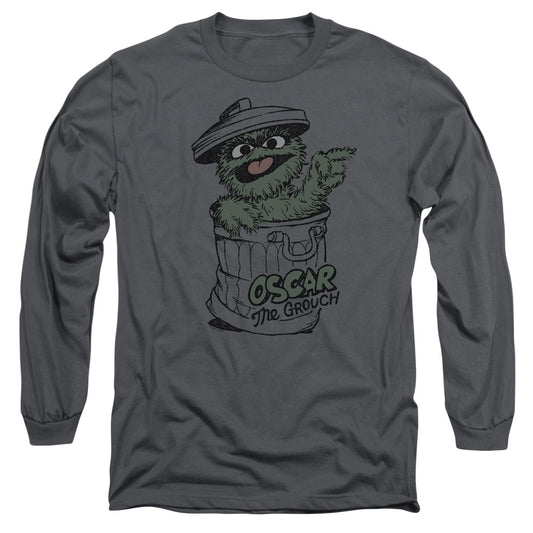 Sesame Street Early Grouch Mens Long Sleeve Shirt Charcoal