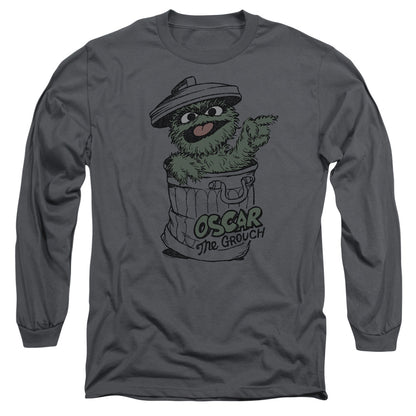 Sesame Street Early Grouch Mens Long Sleeve Shirt Charcoal Officially Licensed