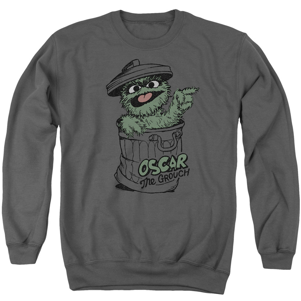 Sesame Street Early Grouch Mens Crewneck Sweatshirt Charcoal