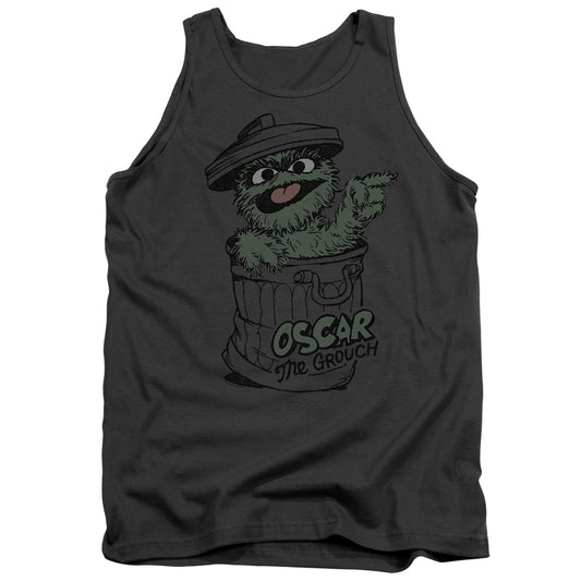 Sesame Street Early Grouch Mens Tank Top Shirt Charcoal