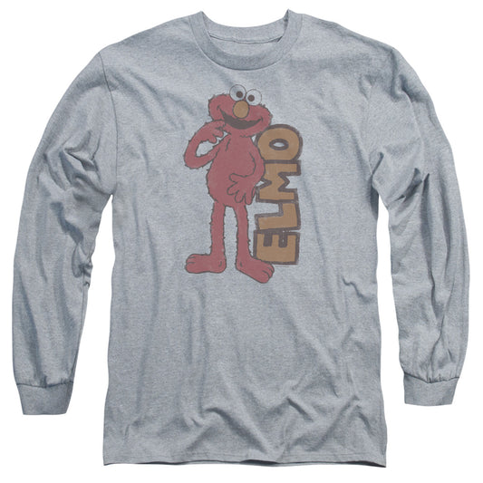 Sesame Street Vintage Elmo Mens Long Sleeve Shirt Athletic Heather