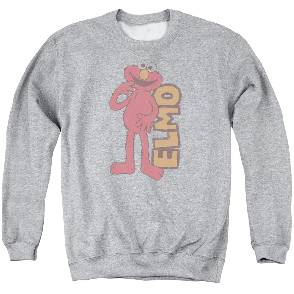 Sesame Street Vintage Elmo Mens Crewneck Sweatshirt Athletic Heather