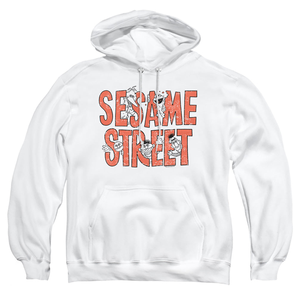Sesame Street In Letters Mens Hoodie White Officially Licensed