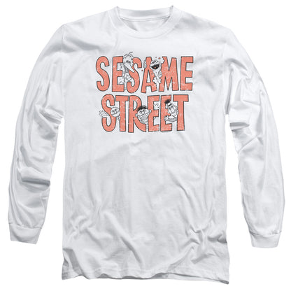 Sesame Street In Letters Mens Long Sleeve Shirt White Officially Licensed