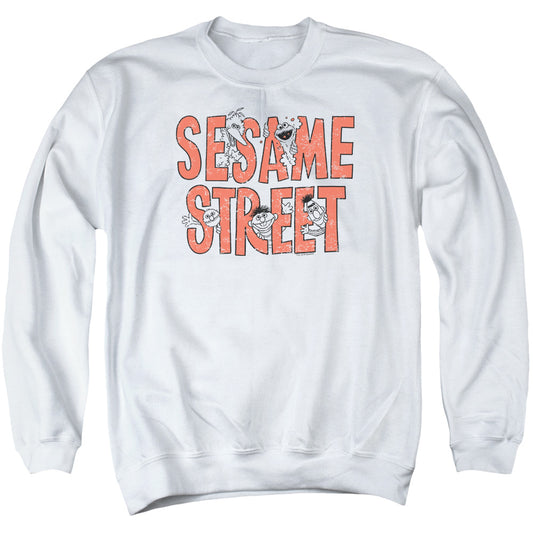 Sesame Street In Letters Mens Crewneck Sweatshirt White