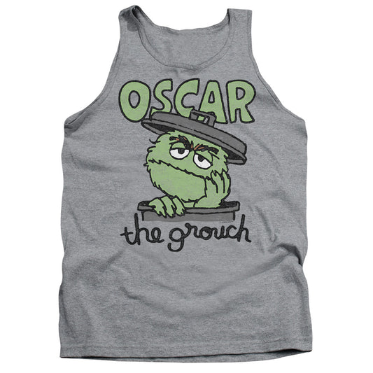 Sesame Street Canned Grouch Mens Tank Top Shirt Athletic Heather