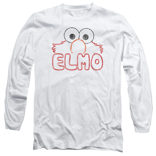 Sesame Street Elmo Letters Mens Long Sleeve Shirt White