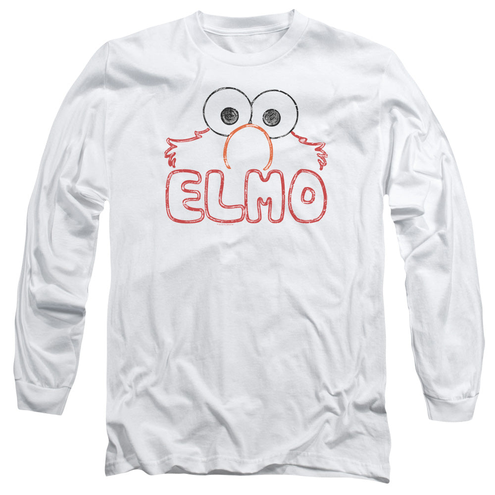 Sesame Street Elmo Letters Mens Long Sleeve Shirt White Officially Licensed