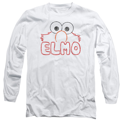 Sesame Street Elmo Letters Mens Long Sleeve Shirt White Officially Licensed