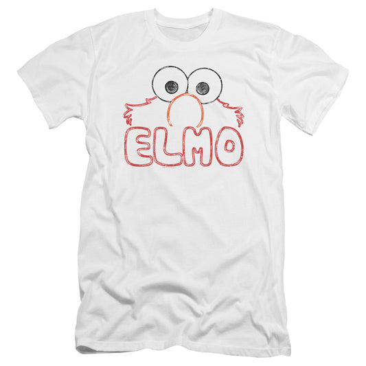 Sesame Street Elmo Letters Premium Bella Canvas Slim Fit Mens T Shirt White