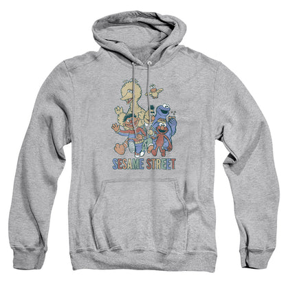 Sesame Street Colorful Group Mens Hoodie Athletic Heather Officially Licensed