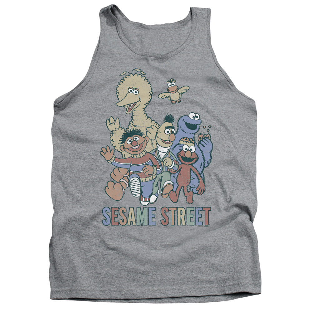 Sesame Street Colorful Group Mens Tank Top Shirt Athletic Heather Officially Licensed