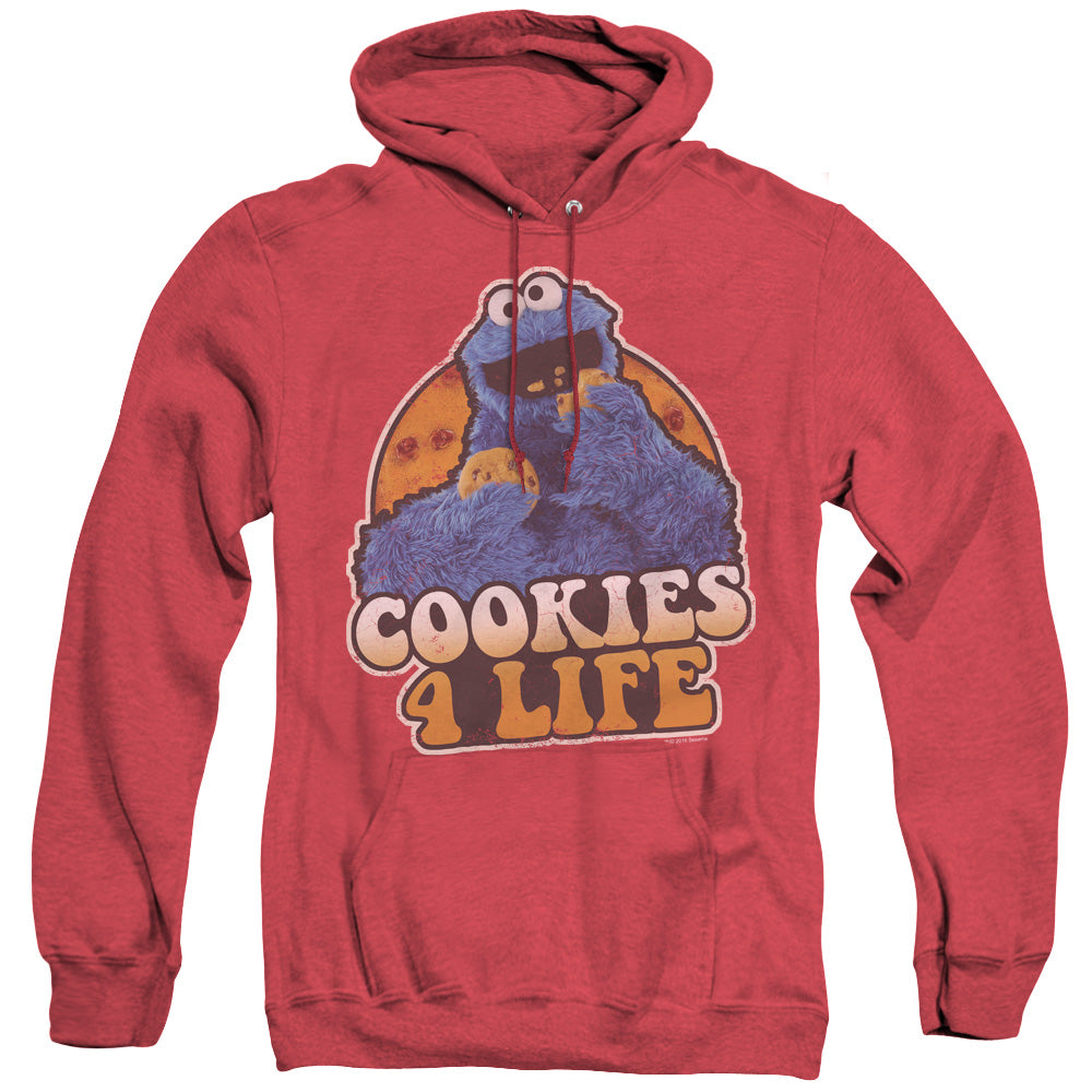 Sesame Street Cookies 4 Life Heather Mens Hoodie Red Officially Licensed