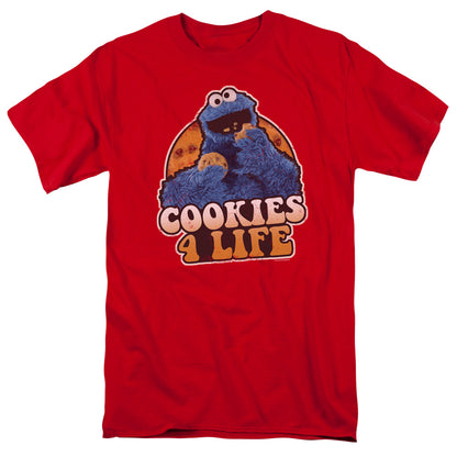 Sesame Street Cookies 4 Life Mens T Shirt Red Officially Licensed