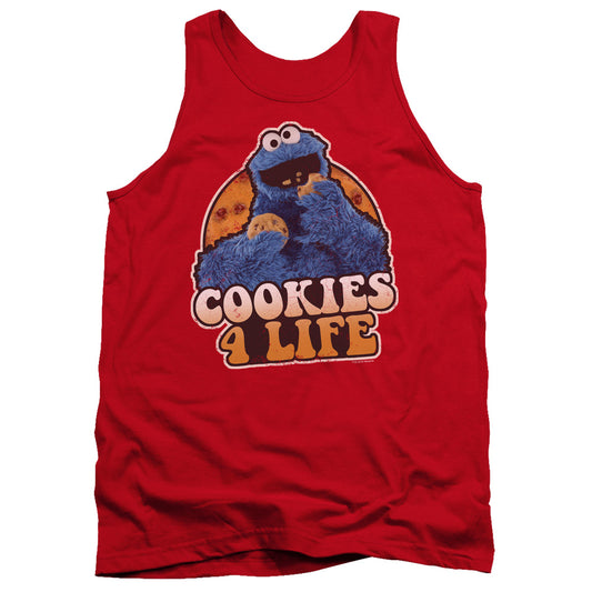 Sesame Street Cookies 4 Life Mens Tank Top Shirt Red