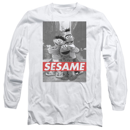 Sesame Street Sesame Mens Long Sleeve Shirt White Officially Licensed