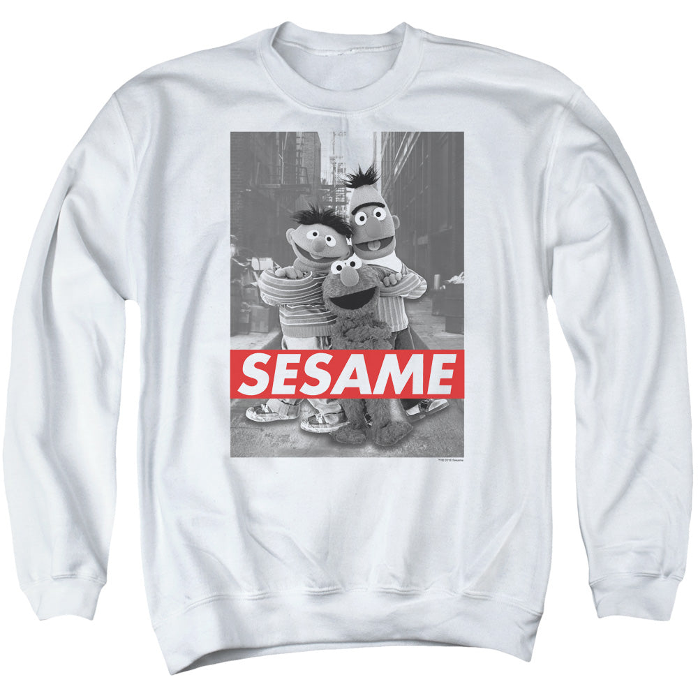 Sesame Street Sesame Mens Crewneck Sweatshirt White