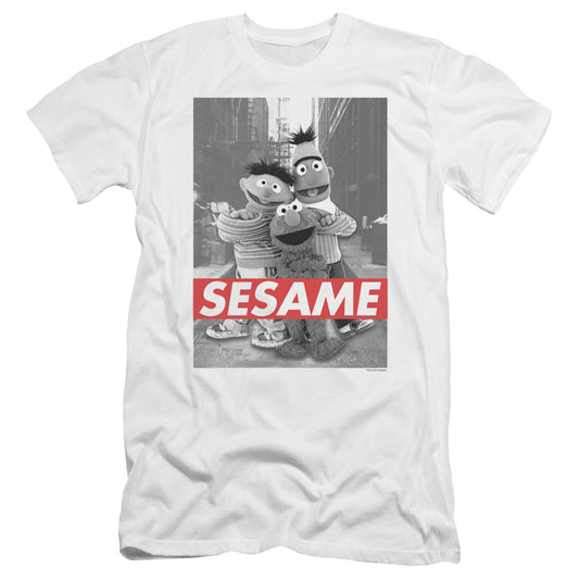 Sesame Street Sesame Hbo Premium Bella Canvas Slim Fit Mens T Shirt White