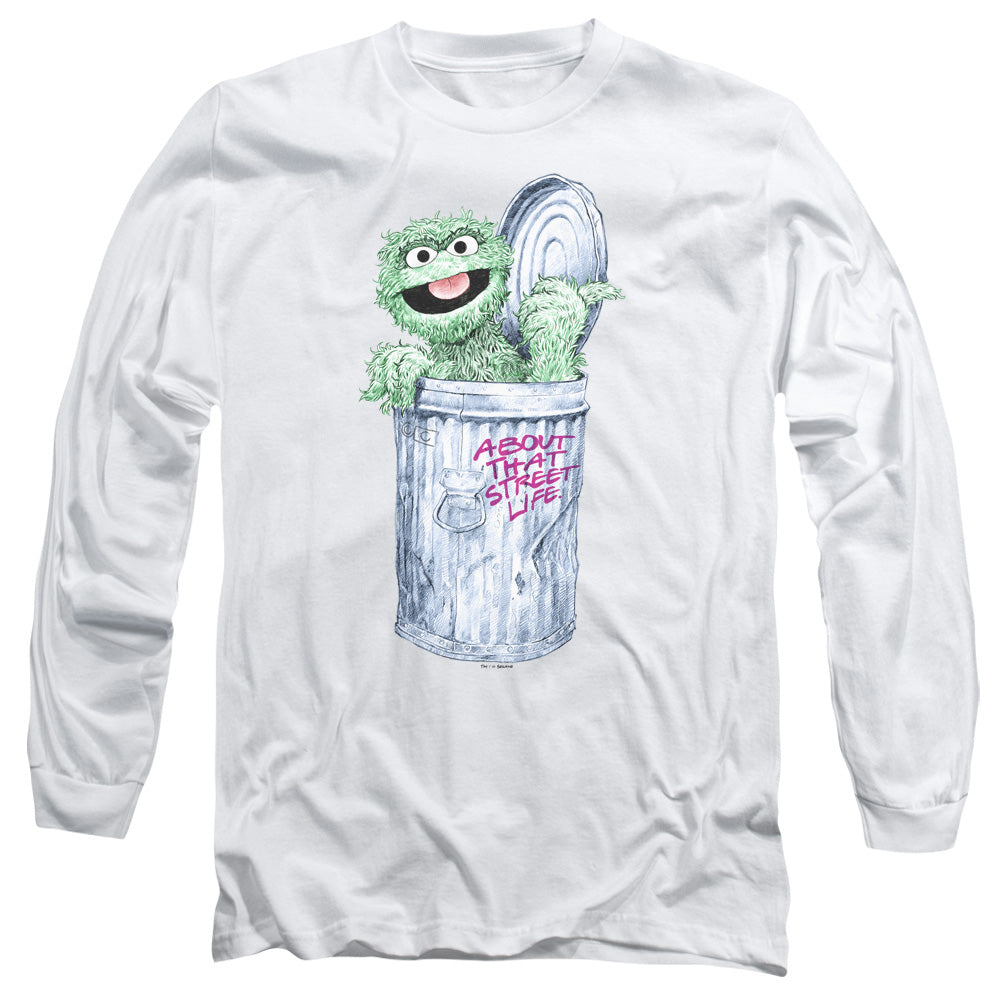 Sesame Street About That Street Life Mens Long Sleeve Shirt White