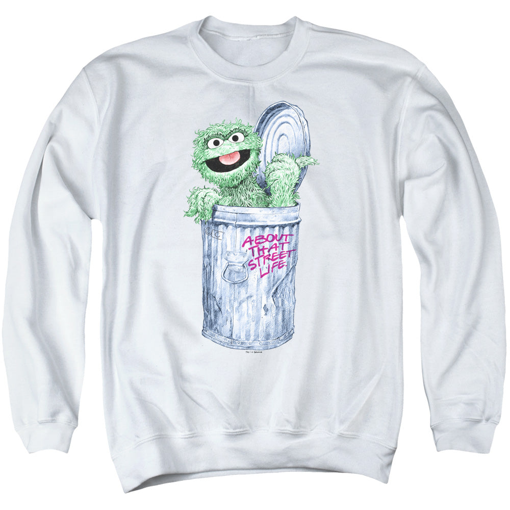 Sesame Street About That Street Life Mens Crewneck Sweatshirt White