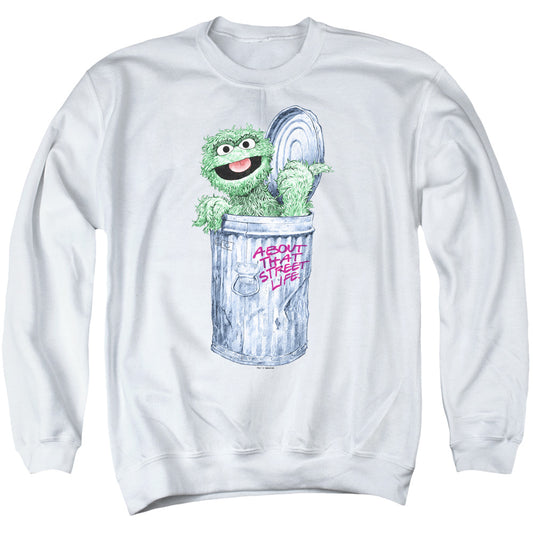 Sesame Street About That Street Life Mens Crewneck Sweatshirt White