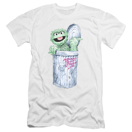 Sesame Street About That Street Life Premium Bella Canvas Slim Fit Mens T Shirt White