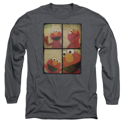 Sesame Street Photo Booth Elmo Mens Long Sleeve Shirt Charcoal Officially Licensed