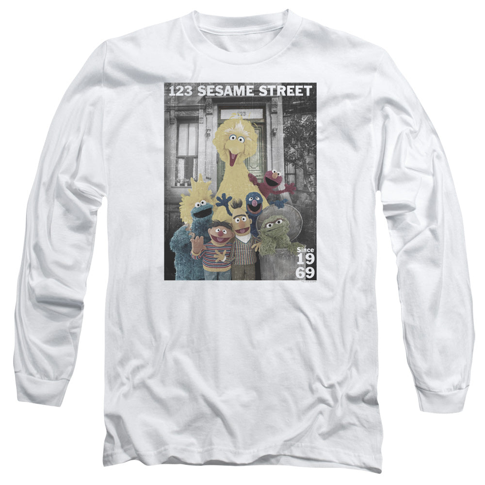 Sesame Street Best Address Mens Long Sleeve Shirt White