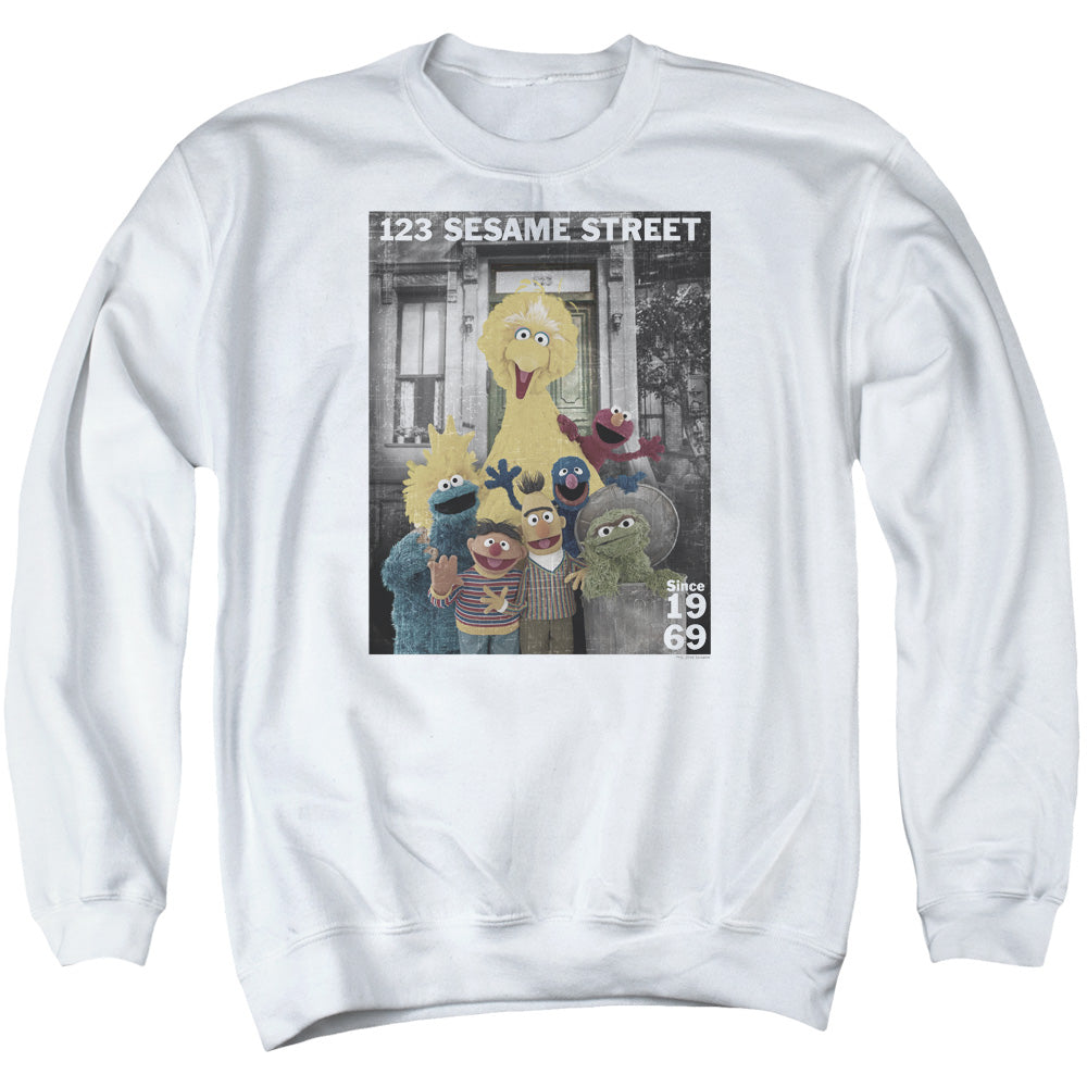 Sesame Street Best Address Mens Crewneck Sweatshirt White