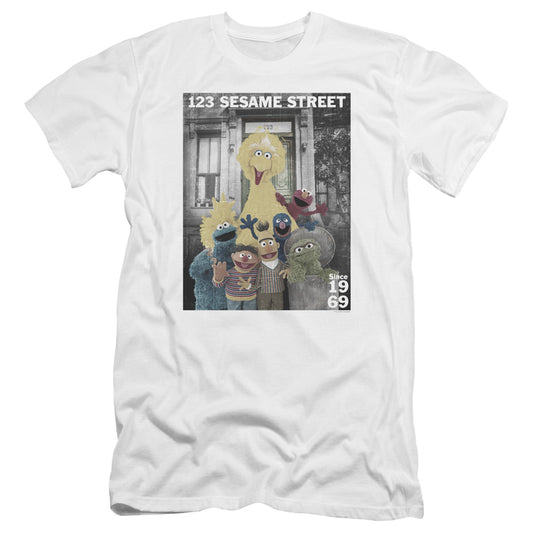 Sesame Street Best Address Premium Bella Canvas Slim Fit Mens T Shirt White