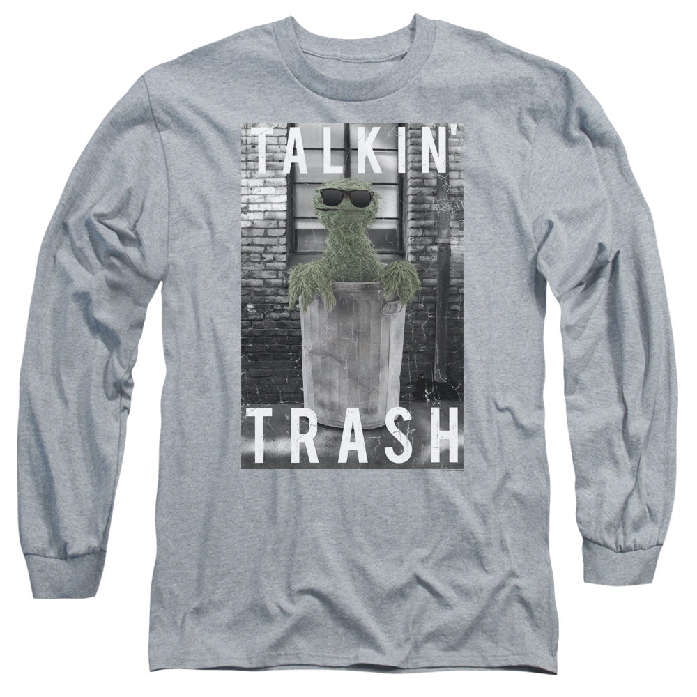 Sesame Street Talkin Trash Mens Long Sleeve Shirt Athletic Heather