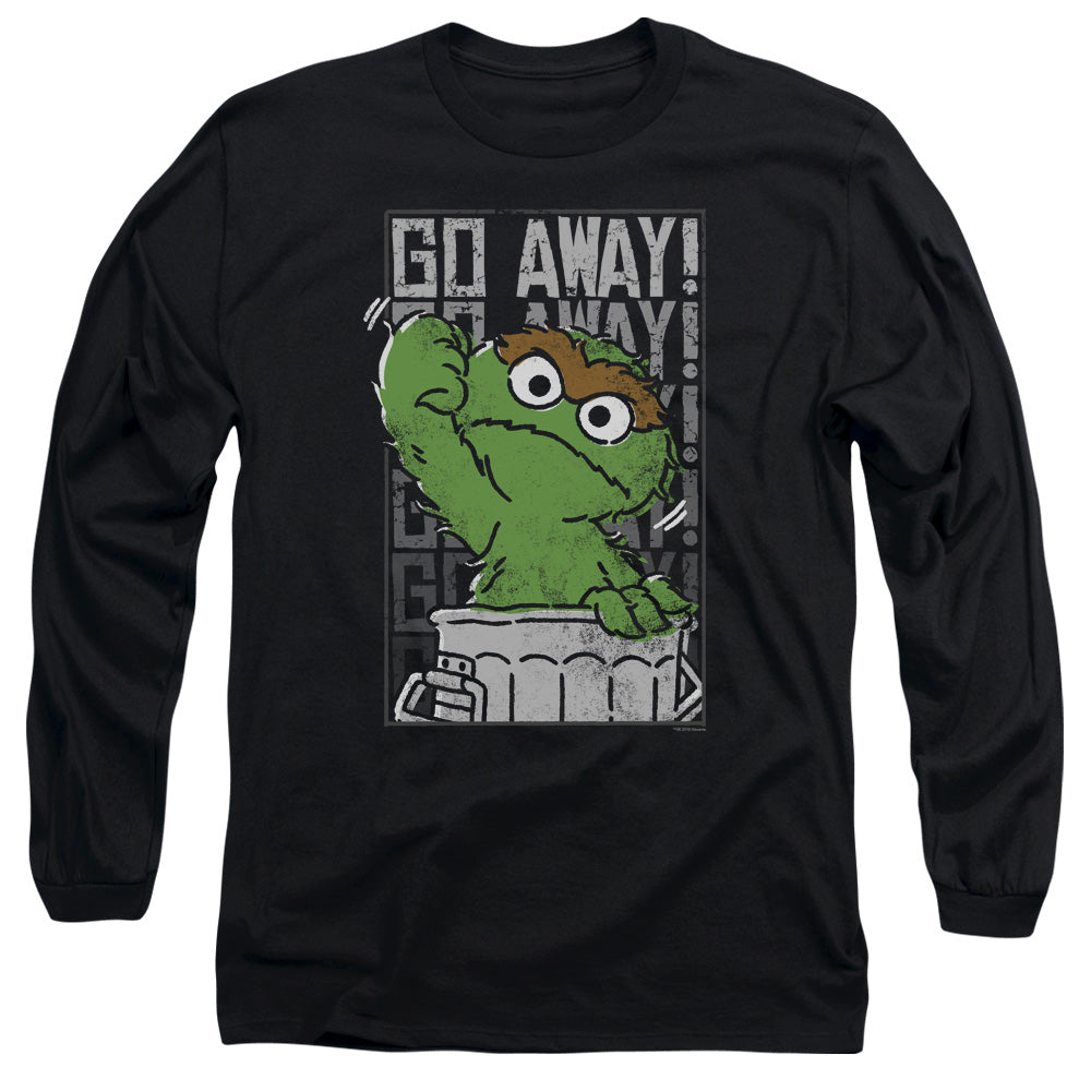 Sesame Street Go Away Mens Long Sleeve Shirt Black