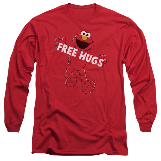 Sesame Street Free Hugs Mens Long Sleeve Shirt Red