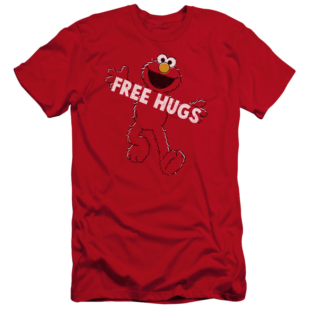 Sesame Street Free Hugs Premium Bella Canvas Slim Fit Mens T Shirt Red