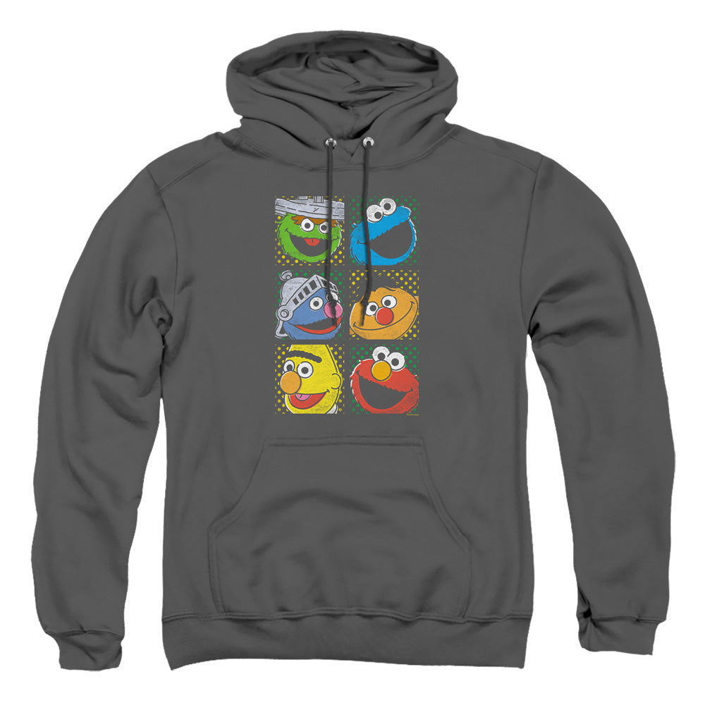 Sesame Street Group Squares Mens Hoodie Charcoal Officially Licensed