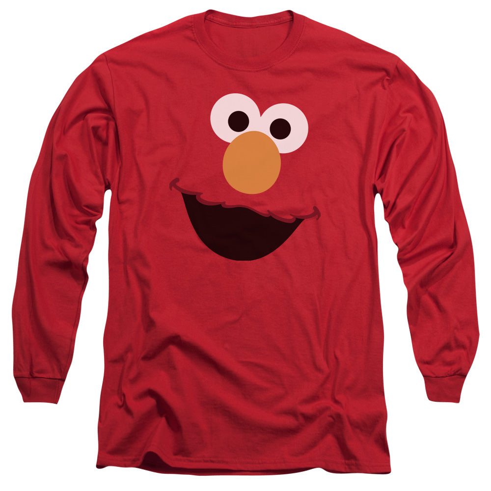 Sesame Street Elmo Face Mens Long Sleeve Shirt Red Officially Licensed