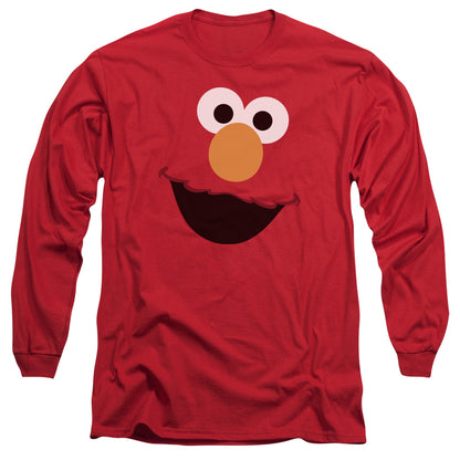 Sesame Street Elmo Face Mens Long Sleeve Shirt Red Officially Licensed
