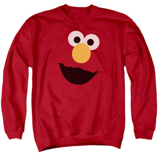 Sesame Street Elmo Face Mens Crewneck Sweatshirt Red