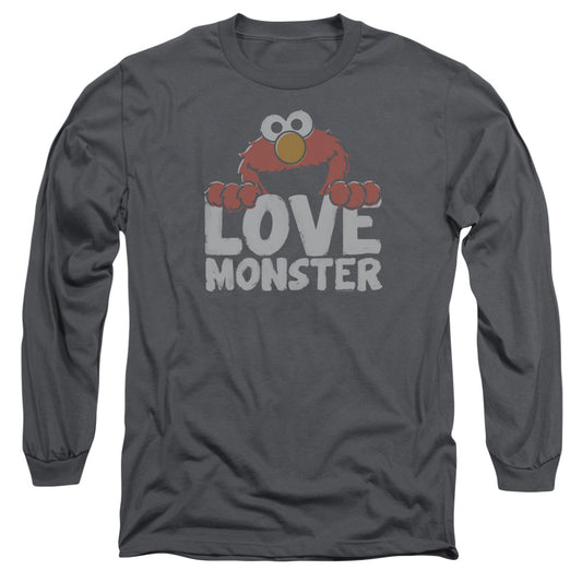 Sesame Street Love Monster Mens Long Sleeve Shirt Charcoal