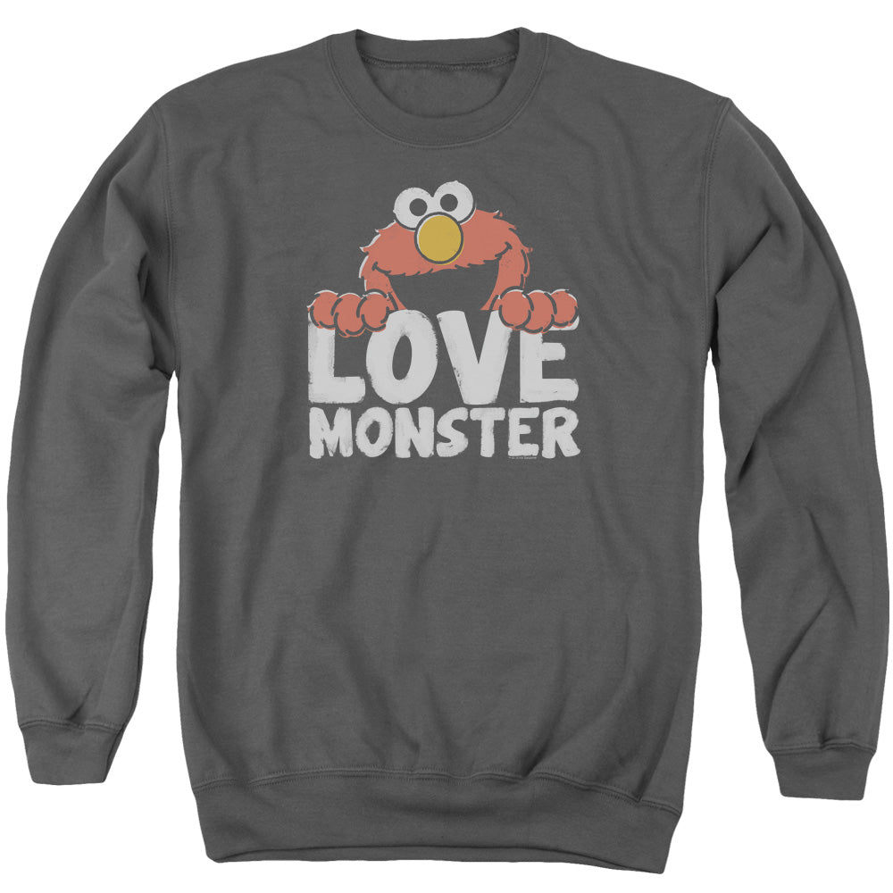 Sesame Street Love Monster Mens Crewneck Sweatshirt Charcoal