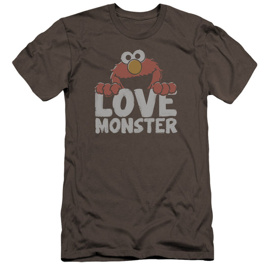 Sesame Street Love Monster Premium Bella Canvas Slim Fit Mens T Shirt Charcoal