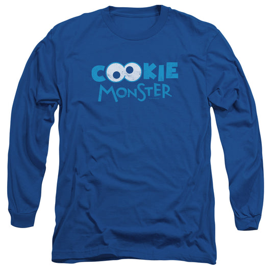 Sesame Street Cookie Eyes Mens Long Sleeve Shirt Royal Blue