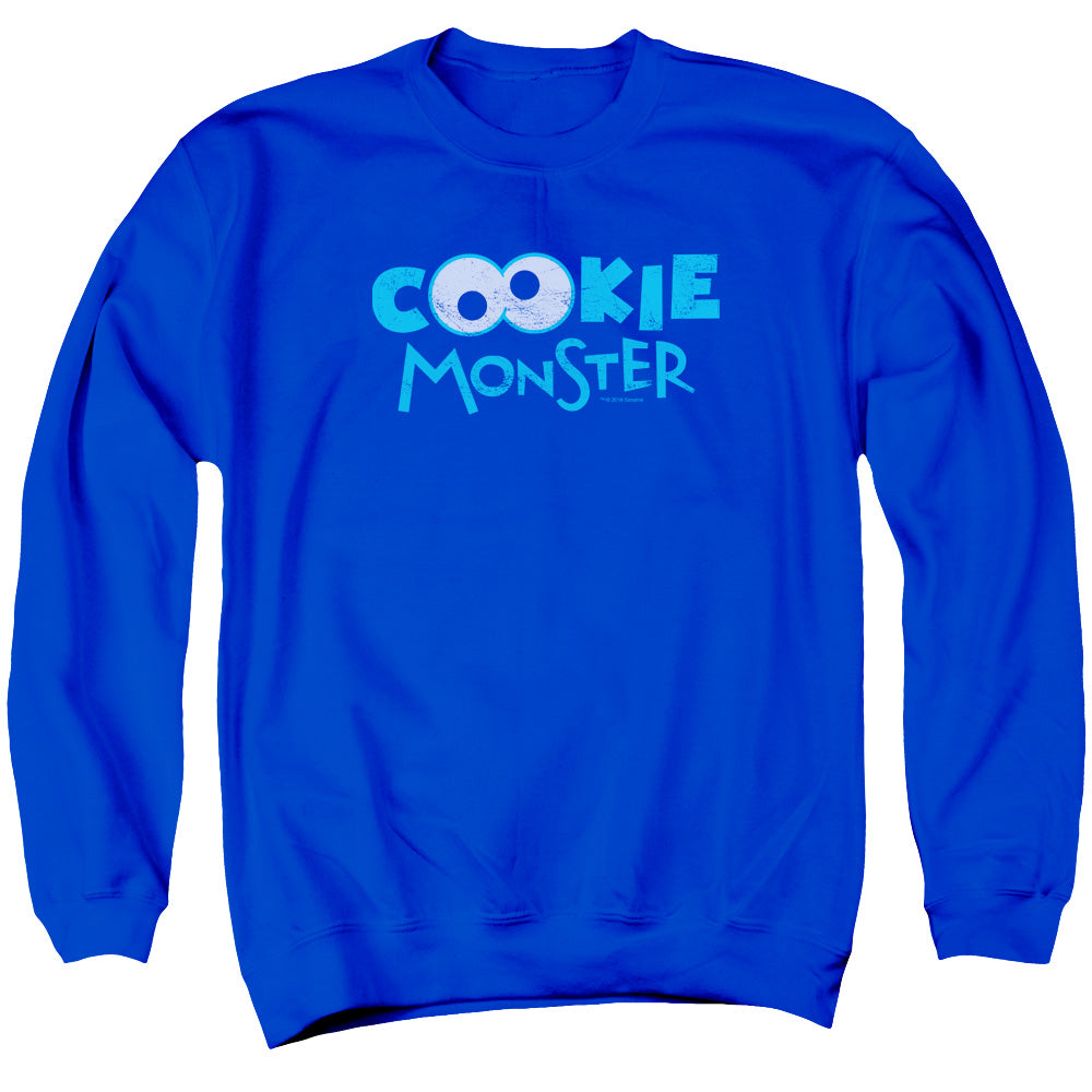 Sesame Street Cookie Eyes Mens Crewneck Sweatshirt Royal Blue