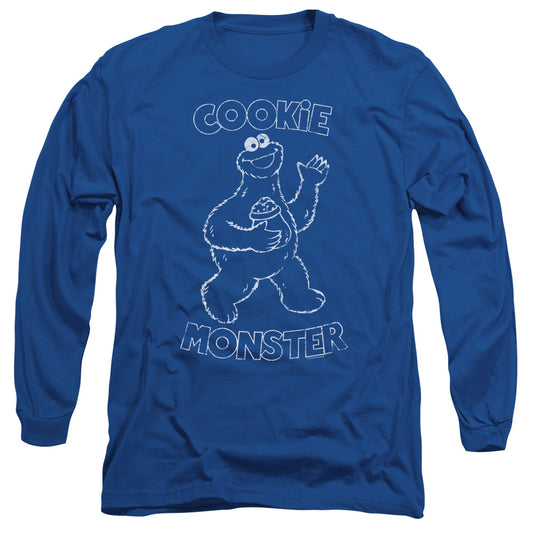 Sesame Street Simple Cookie Mens Long Sleeve Shirt Royal Blue