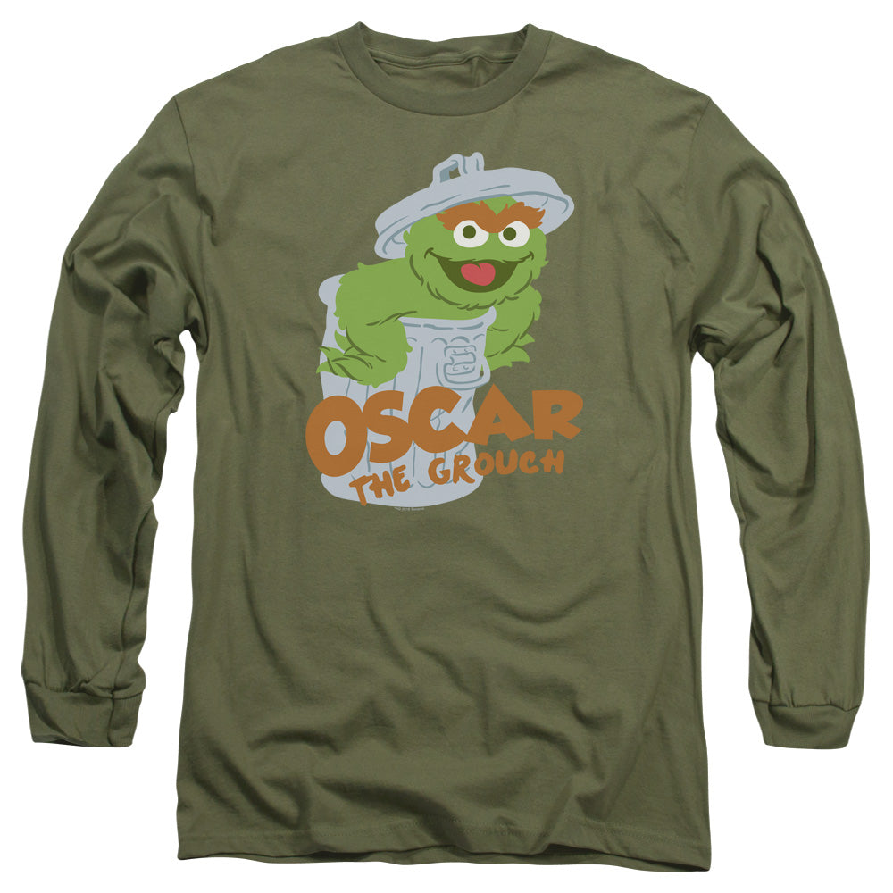 Sesame Street Flat Oscar Mens Long Sleeve Shirt Military Green