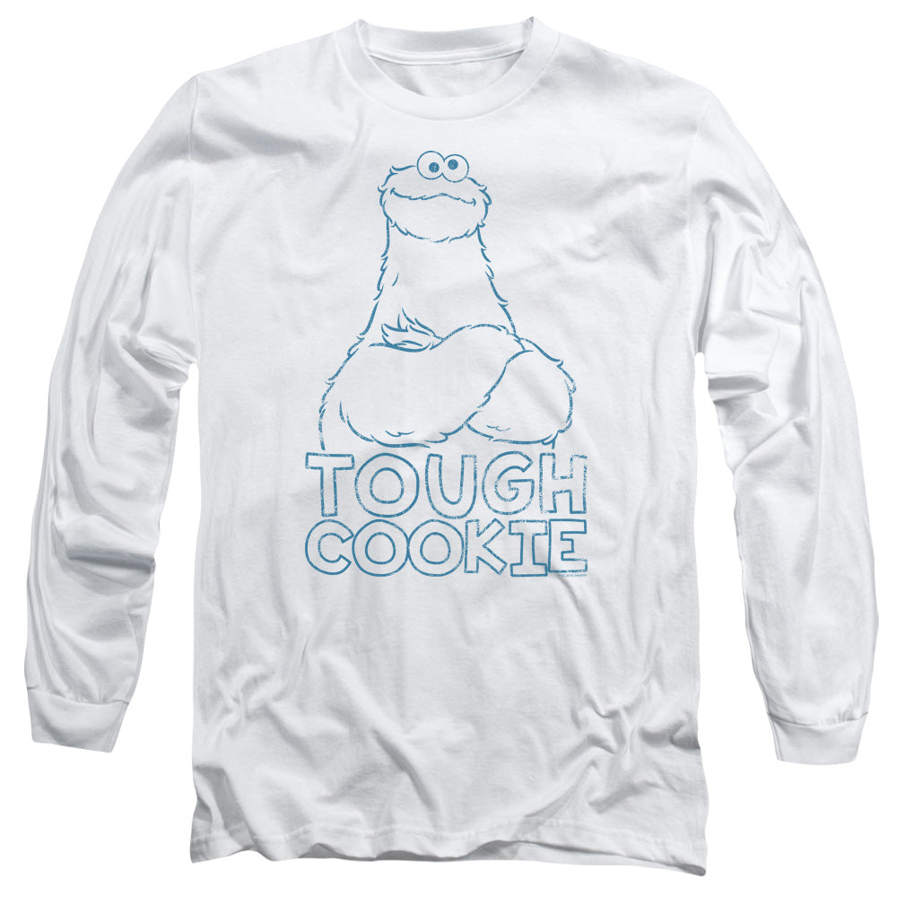 Sesame Street Tough Cookie Mens Long Sleeve Shirt White Officially Licensed