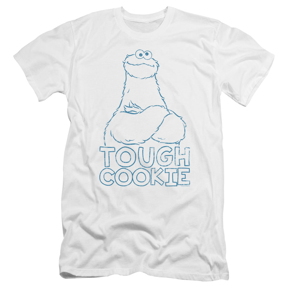 Sesame Street Tough Cookie Premium Bella Canvas Slim Fit Mens T Shirt White