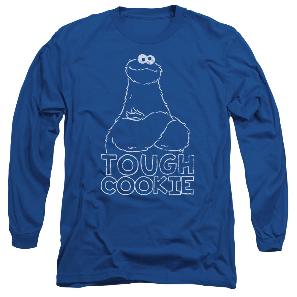 Sesame Street Touch Cookie Mens Long Sleeve Shirt Royal Blue