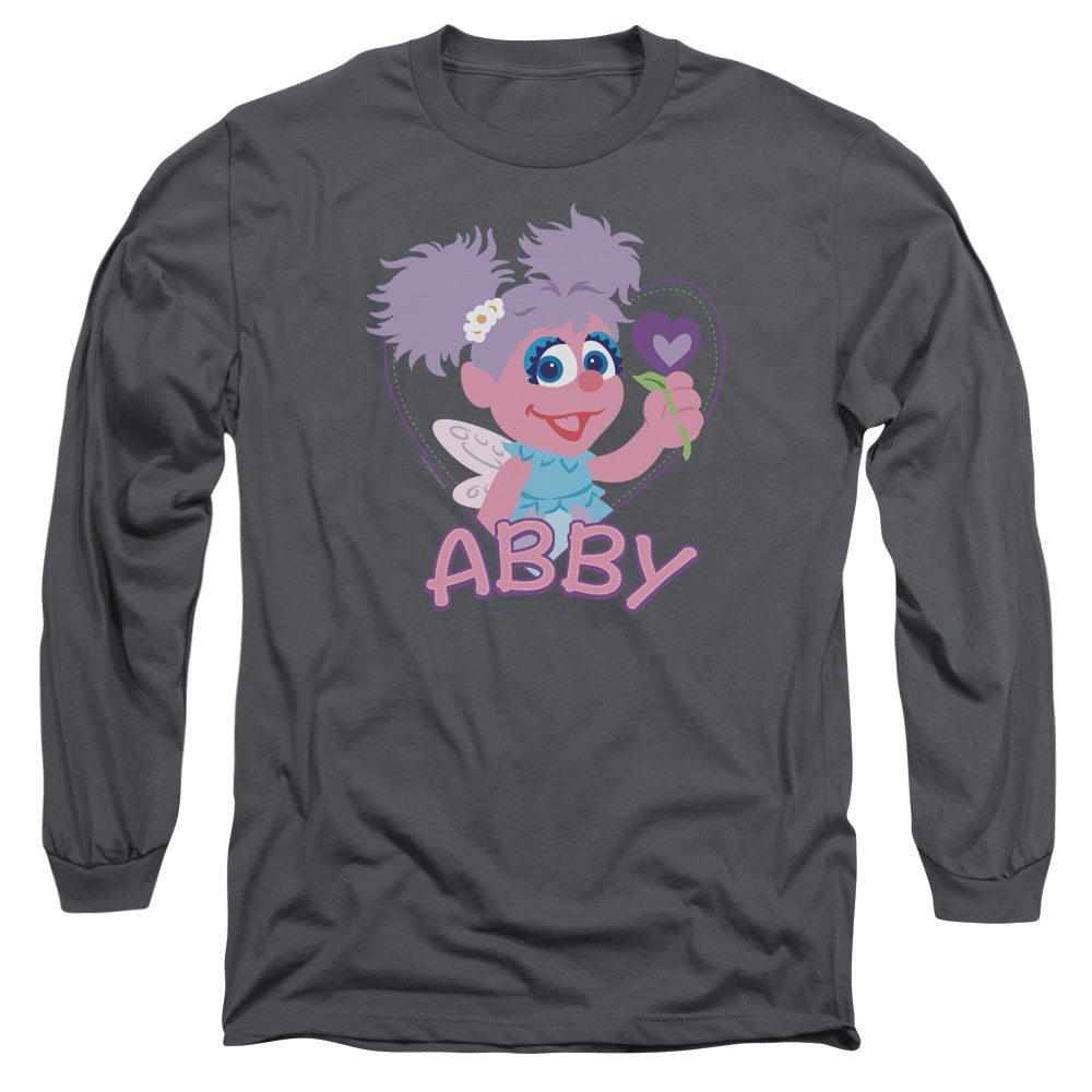 Sesame Street Flat Abby Mens Long Sleeve Shirt Charcoal